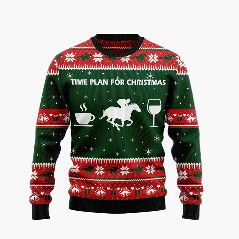 Pull de Noël original homme – Sweat à motif cheval humoristique, style fête et hiver - Image 3