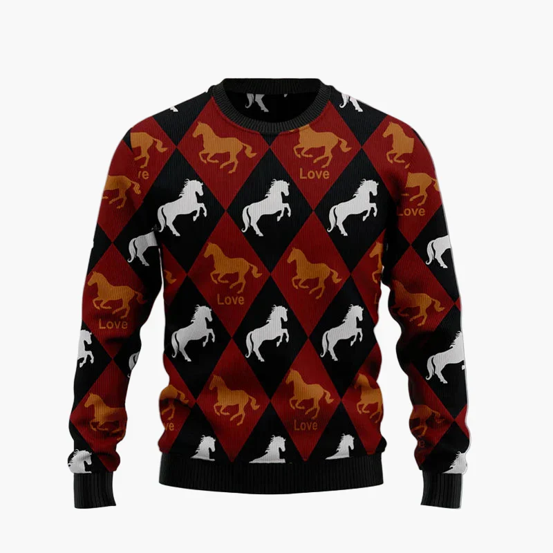 Pull de Noël original homme – Sweat à motif cheval humoristique, style fête et hiver - Image 4