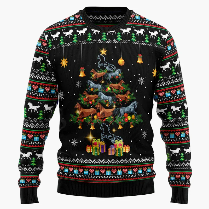 Pull de Noël original homme – Sweat à motif cheval humoristique, style fête et hiver - Image 6
