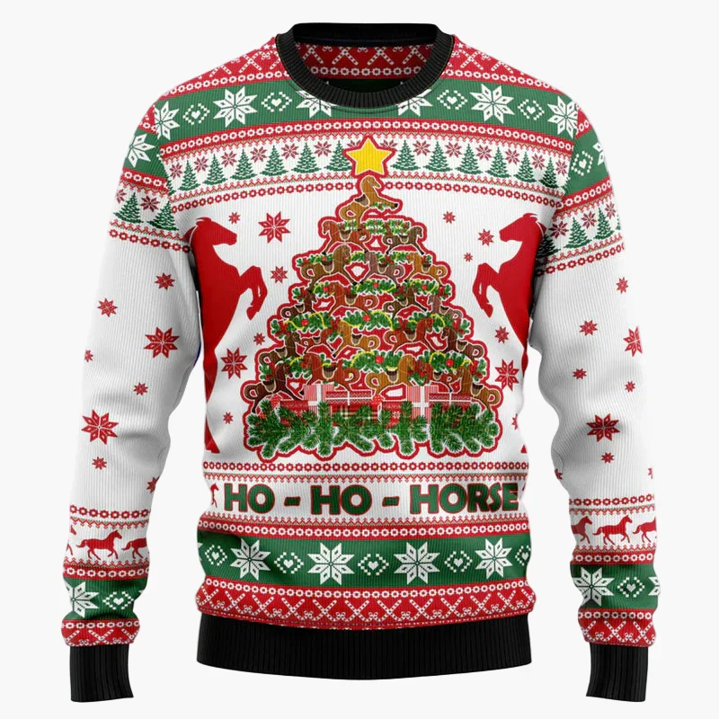Pull de Noël original homme – Sweat à motif cheval humoristique, style fête et hiver - Image 7