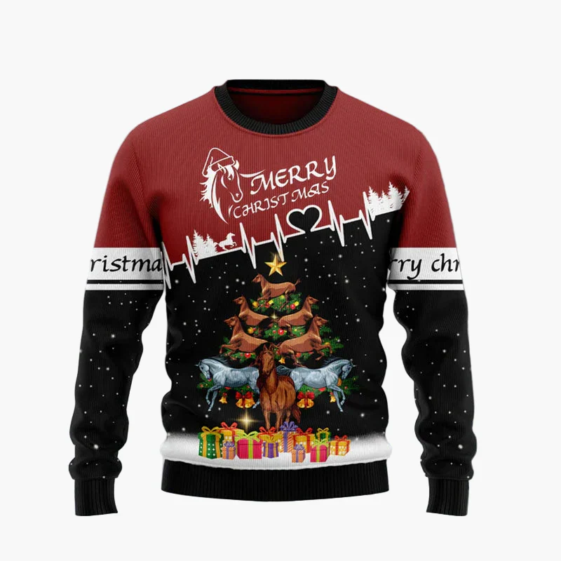 Pull de Noël original homme – Sweat à motif cheval humoristique, style fête et hiver - Image 8