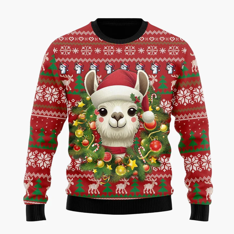 Pull de Noël Unisexe Lama Stylé à Motifs Festifs – Sweatshirt Hiver Humour Cadeau Original - Image 4