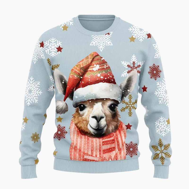 Pull de Noël Unisexe Lama Stylé à Motifs Festifs – Sweatshirt Hiver Humour Cadeau Original - Image 5