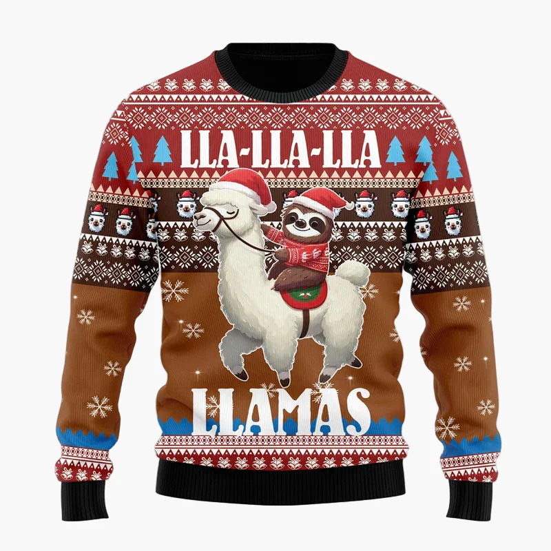 Pull de Noël Unisexe Lama Stylé à Motifs Festifs – Sweatshirt Hiver Humour Cadeau Original - Image 7