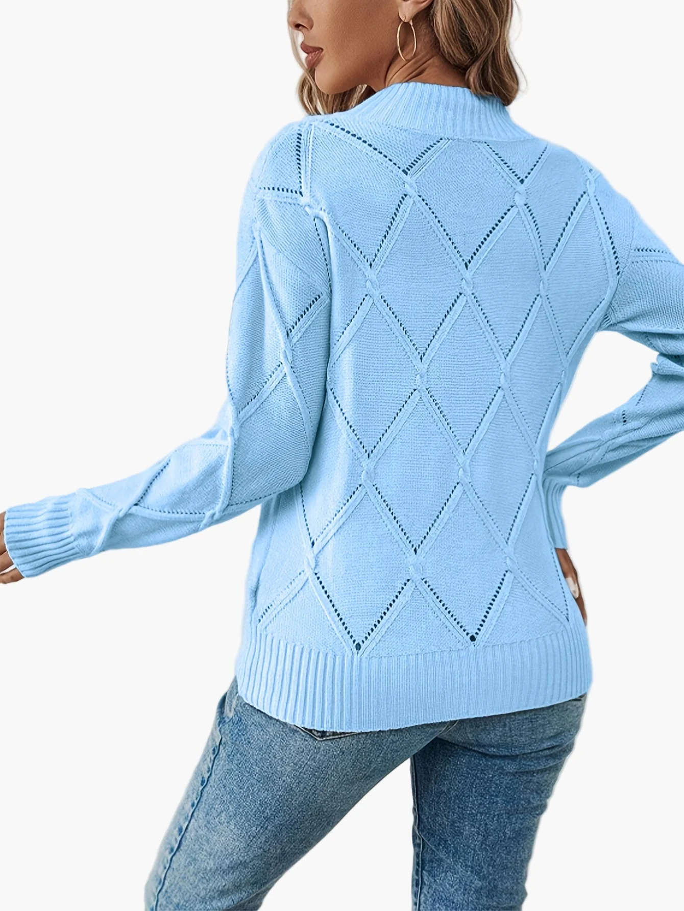 Pull-over femme élégant à motif géométrique manches longues pour usage quotidien ou bureau - Image 6