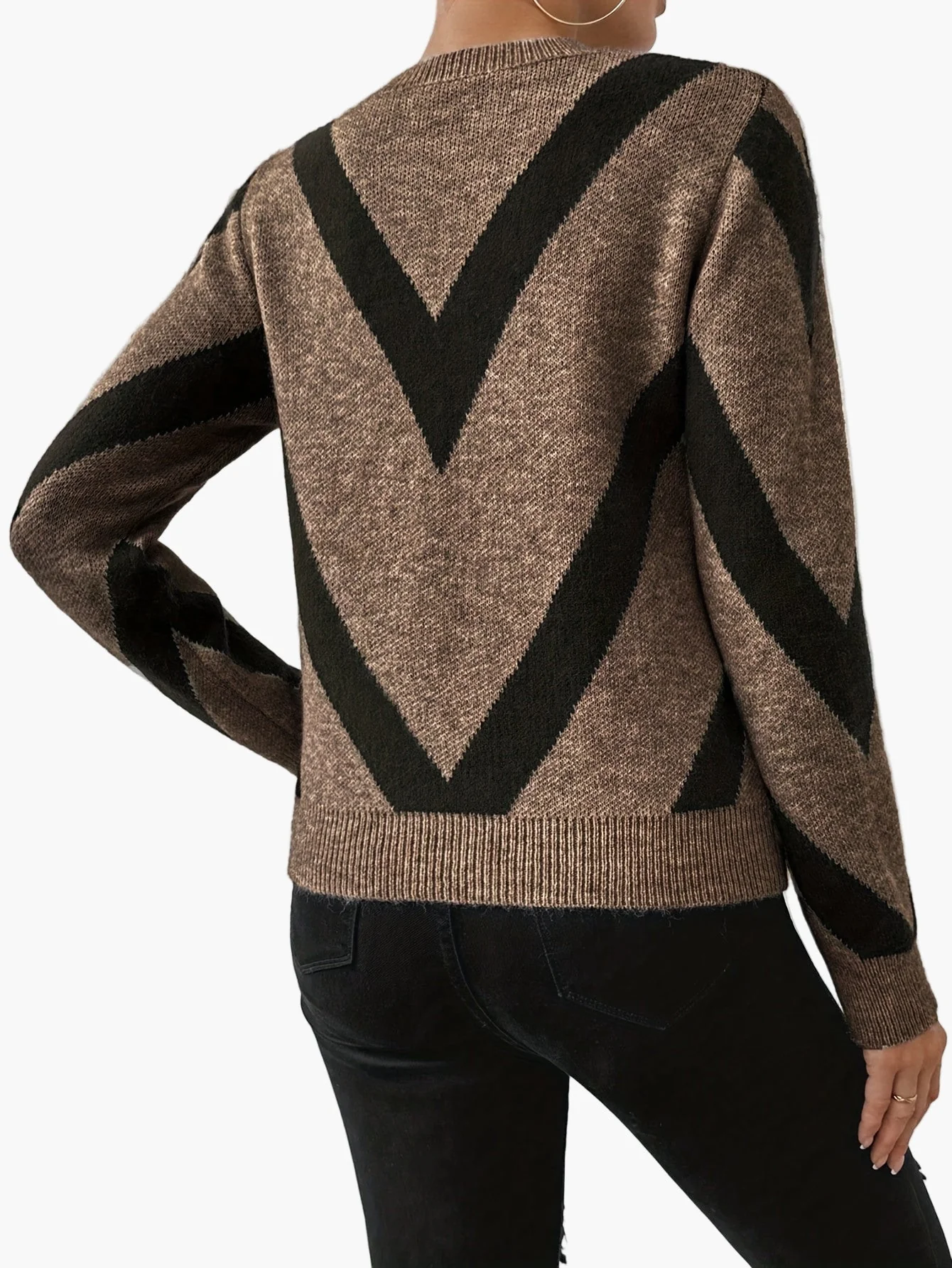 Pull-over femme élégant à motif géométrique style automne-hiver - Image 2