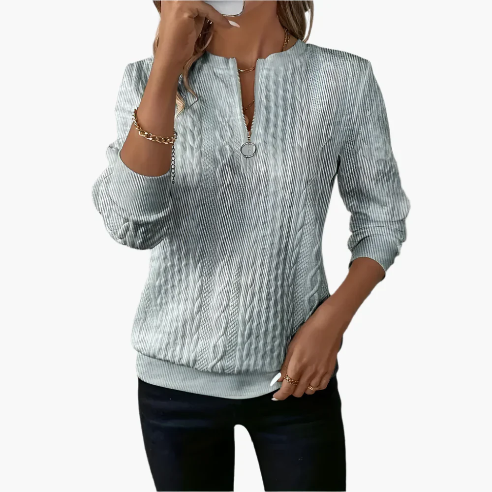 Pull-over Femme Style Casual Élégant à Motif Câble avec Fermeture Éclair – Idéal pour l’Automne et l’Hiver - Image 5