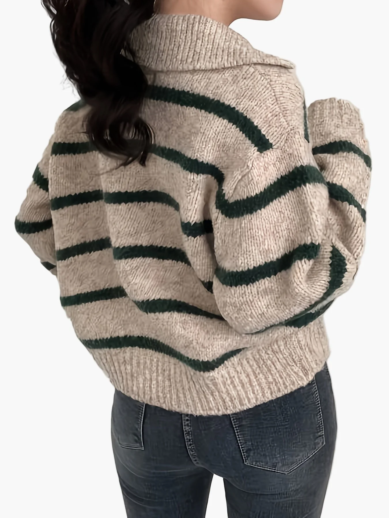Pull-over femme style élégant à rayures larges pour automne-hiver - Image 3