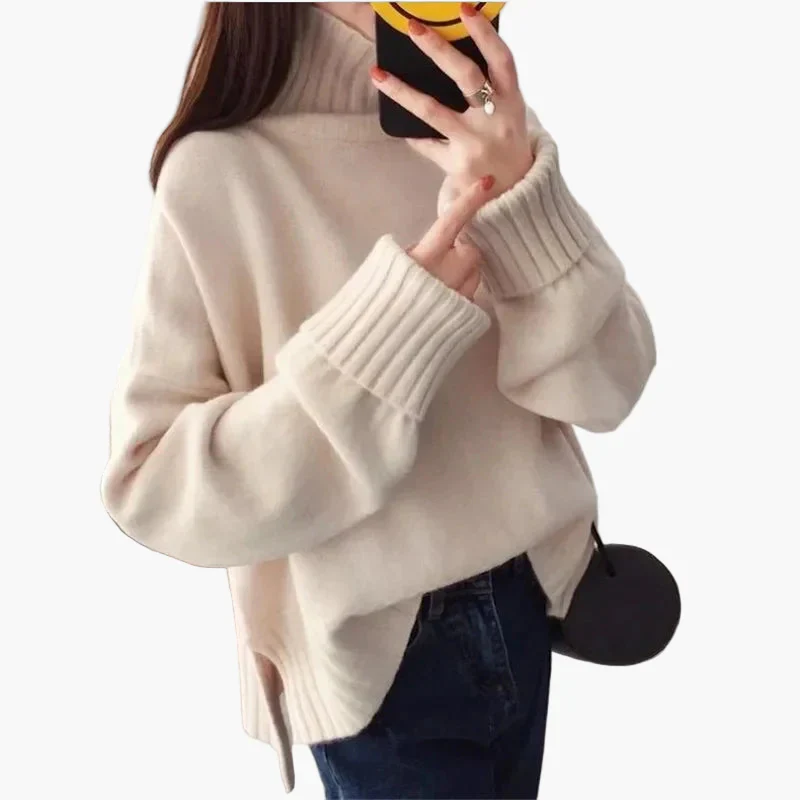 Pull oversize col montant style coréen pour femme – Idéal automne hiver, chic et décontracté - Image 3