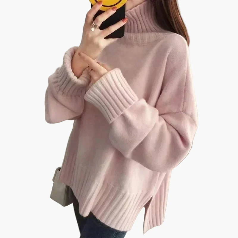 Pull oversize col montant style coréen pour femme – Idéal automne hiver, chic et décontracté - Image 4