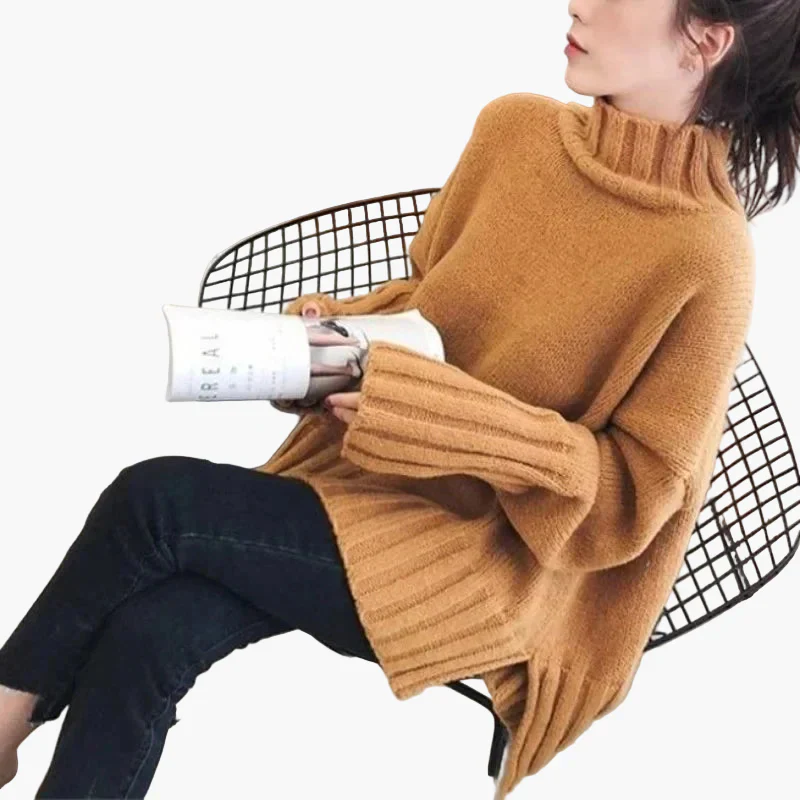 Pull oversize col montant style coréen pour femme – Idéal automne hiver, chic et décontracté - Image 5