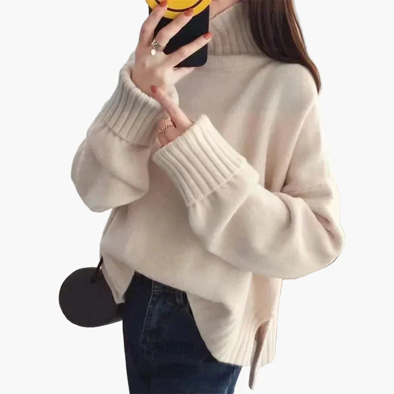 Pull oversize col montant style coréen pour femme – Idéal automne hiver, chic et décontracté - Image 6