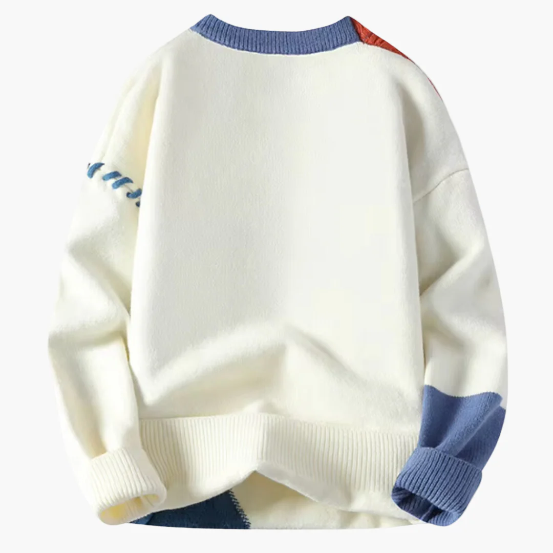 Pull patchwork style créatif pour homme – Pull d’automne-hiver décontracté tendance - Image 2
