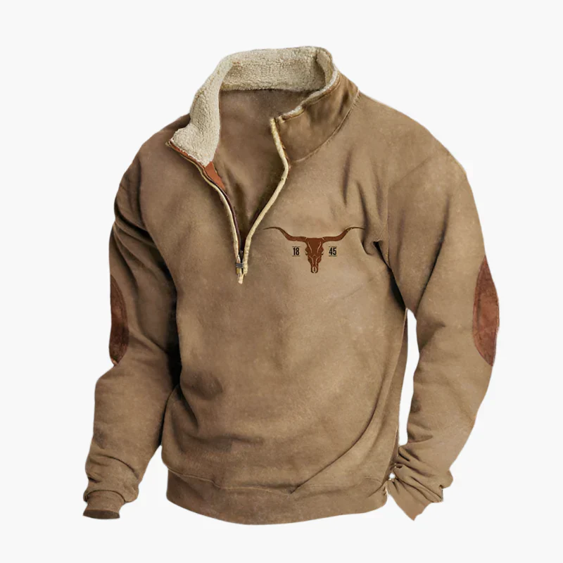 Pull polaire zippé style western pour homme – Sweat à motif ethnique manches longues, look décontracté et chaud - Image 3