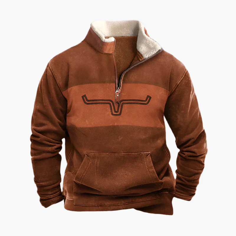 Pull polaire zippé style western pour homme – Sweat à motif ethnique manches longues, look décontracté et chaud - Image 4