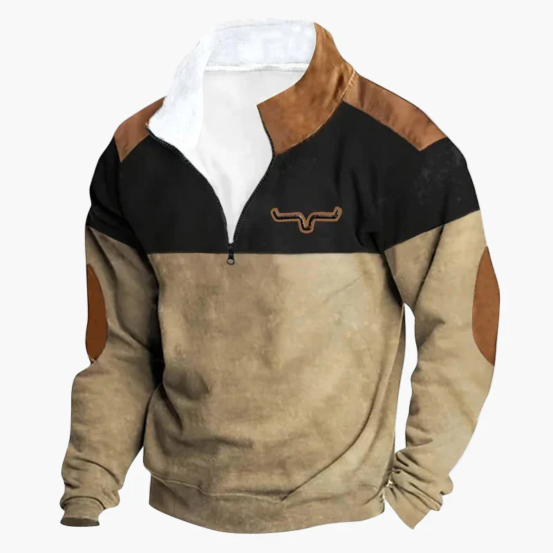 Pull polaire zippé style western pour homme, manches à motif ethnique, usage décontracté - Image 16