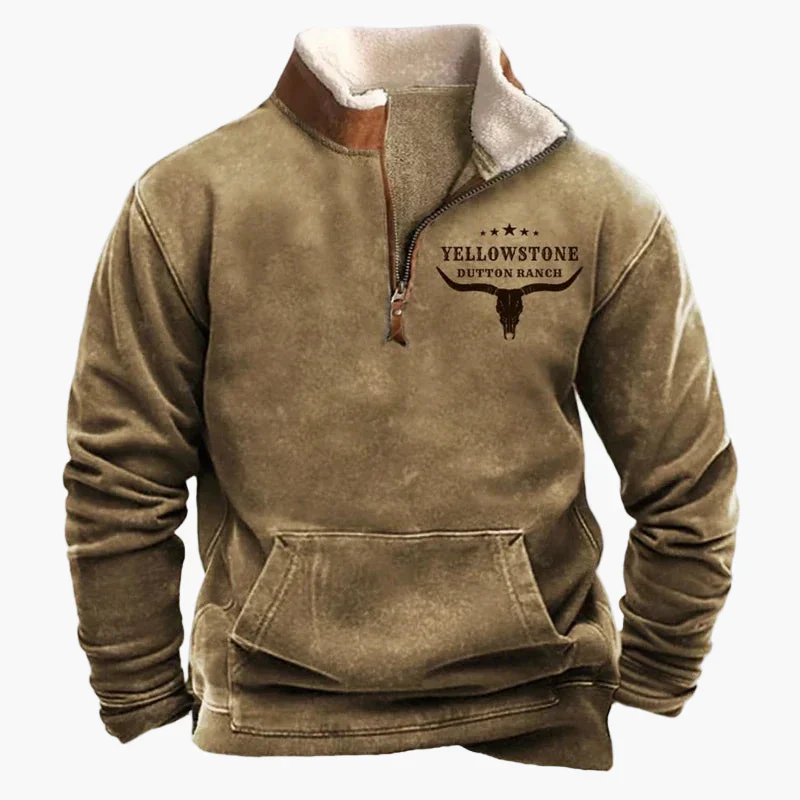 Pull polaire zippé style western pour homme, manches à motif ethnique, usage décontracté - Image 17