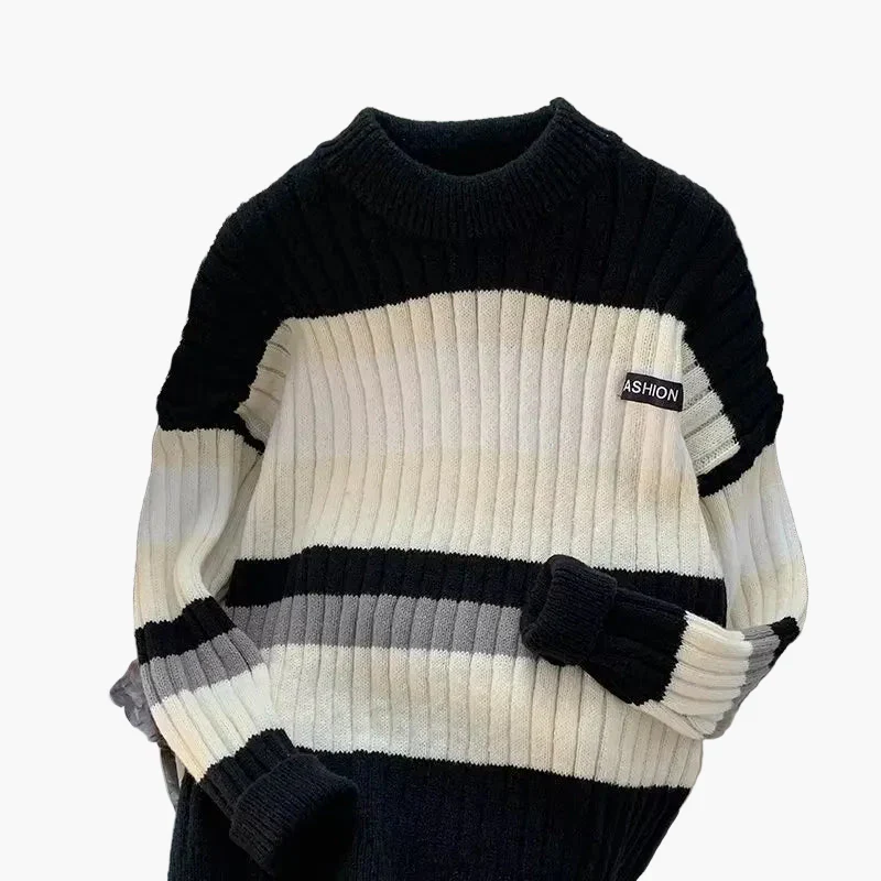 Pull à Rayures Moderne pour Homme, Style Urbain et Confort Quotidien - Image 3