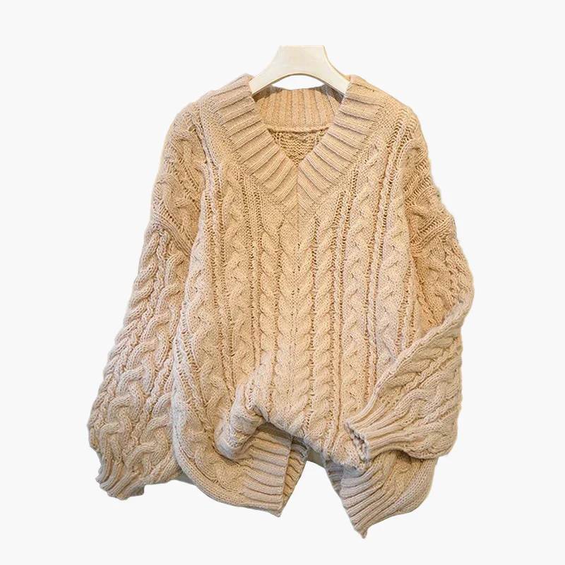Pull torsadé col V ample pour femme, style décontracté et tendance - Image 4