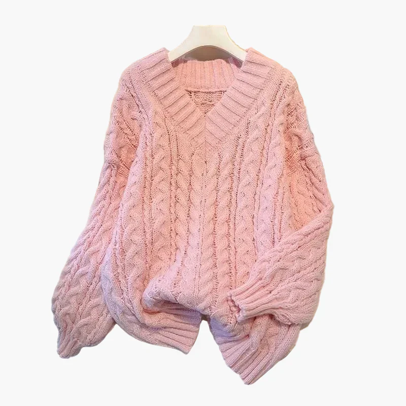 Pull torsadé décontracté femme col V style hivernal tendance - Image 4
