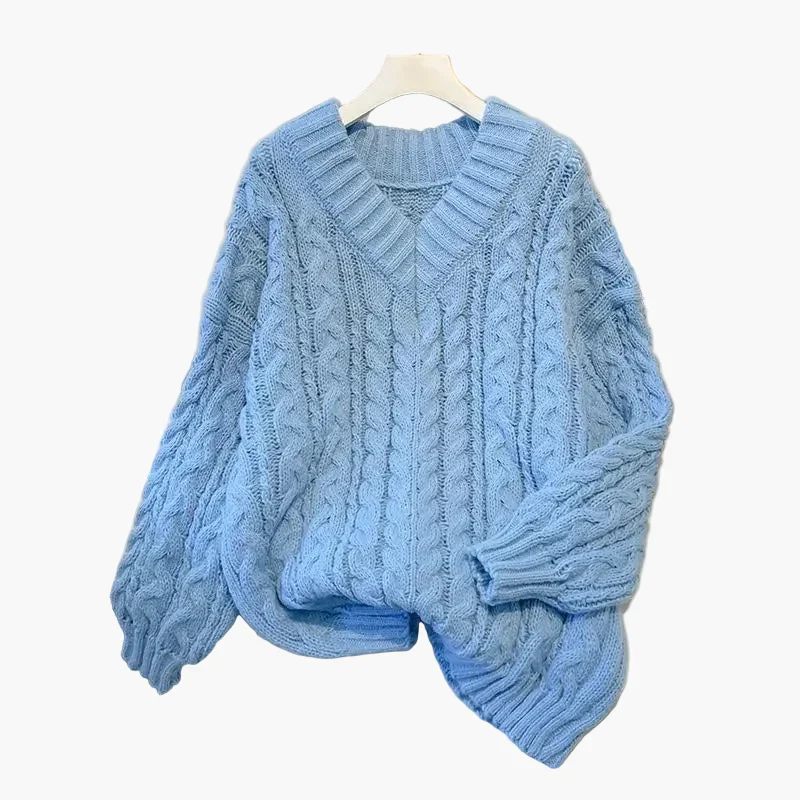 Pull torsadé décontracté femme col V style hivernal tendance - Image 5