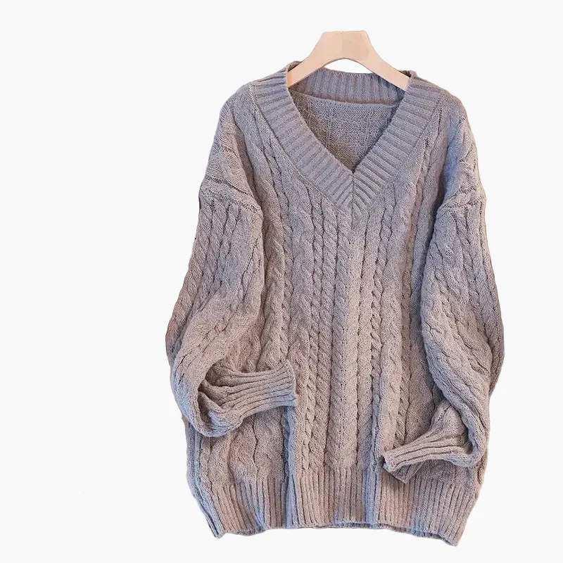 Pull torsadé décontracté femme col V style hivernal tendance - Image 6