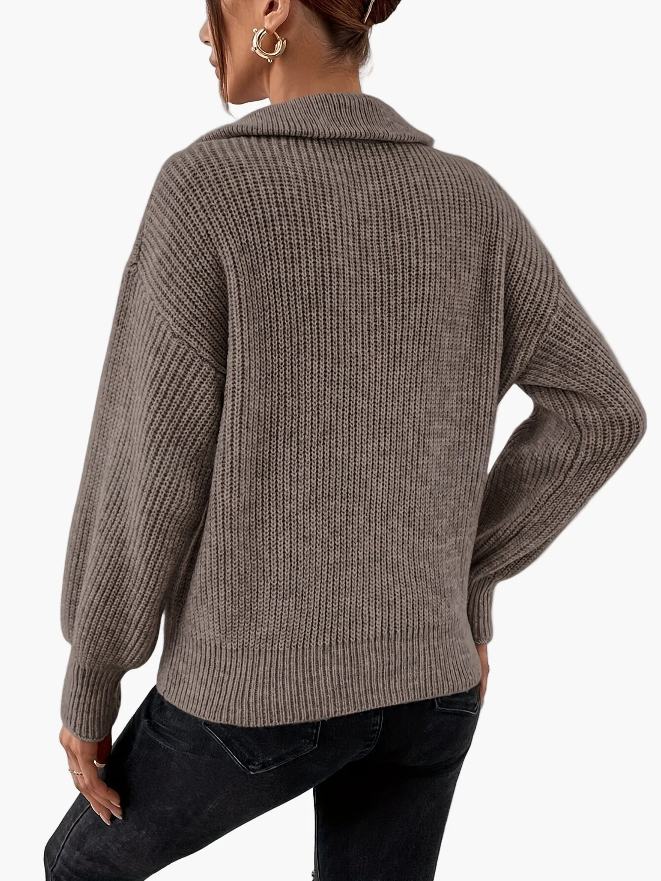 Pull zippé col montant femme style élégant pour un look quotidien tendance - Image 6