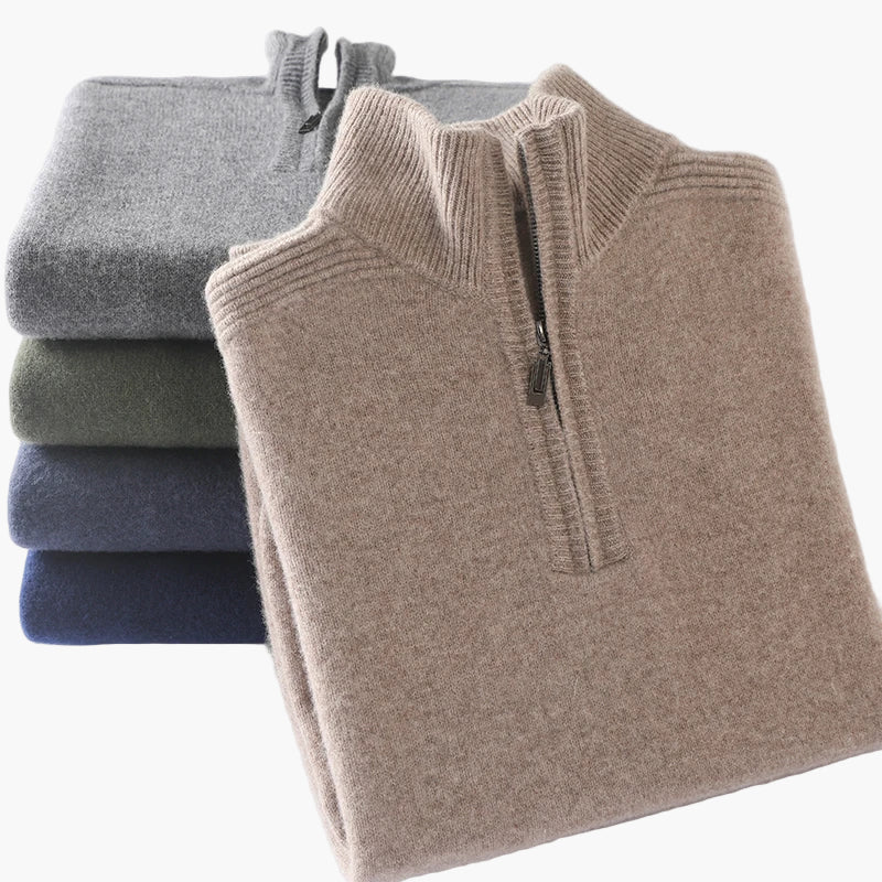 Pull zippé col montant pour homme style casual chic - Image 2