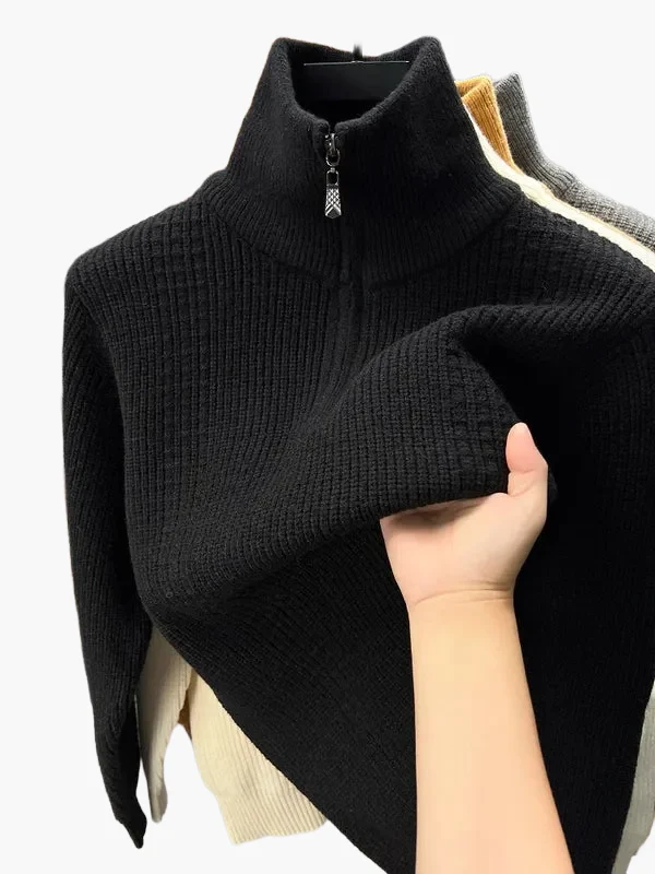 Pull zippé col montant style casual pour femme, idéal automne hiver - Image 2