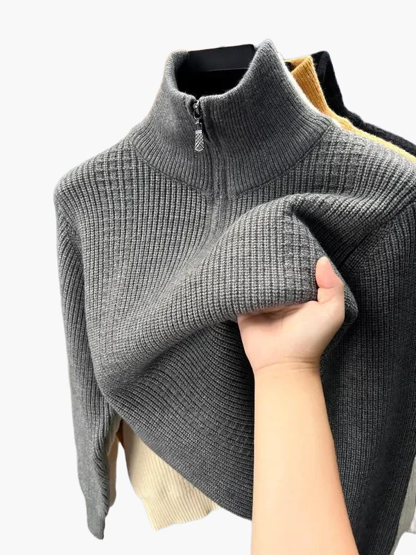 Pull zippé col montant style casual pour femme, idéal automne hiver - Image 3