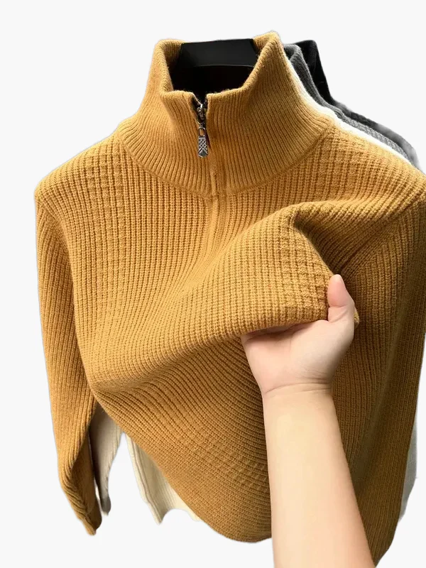Pull zippé col montant style casual pour femme, idéal automne hiver - Image 4