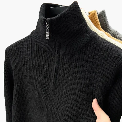 Pull zippé col montant style casual pour femme, idéal automne hiver - Image 5