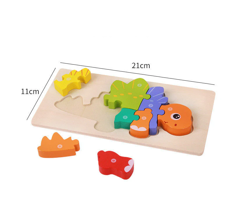 Puzzle 3D en Bois pour Enfants – Dinosaures Éducatifs et Ludiques - Image 3
