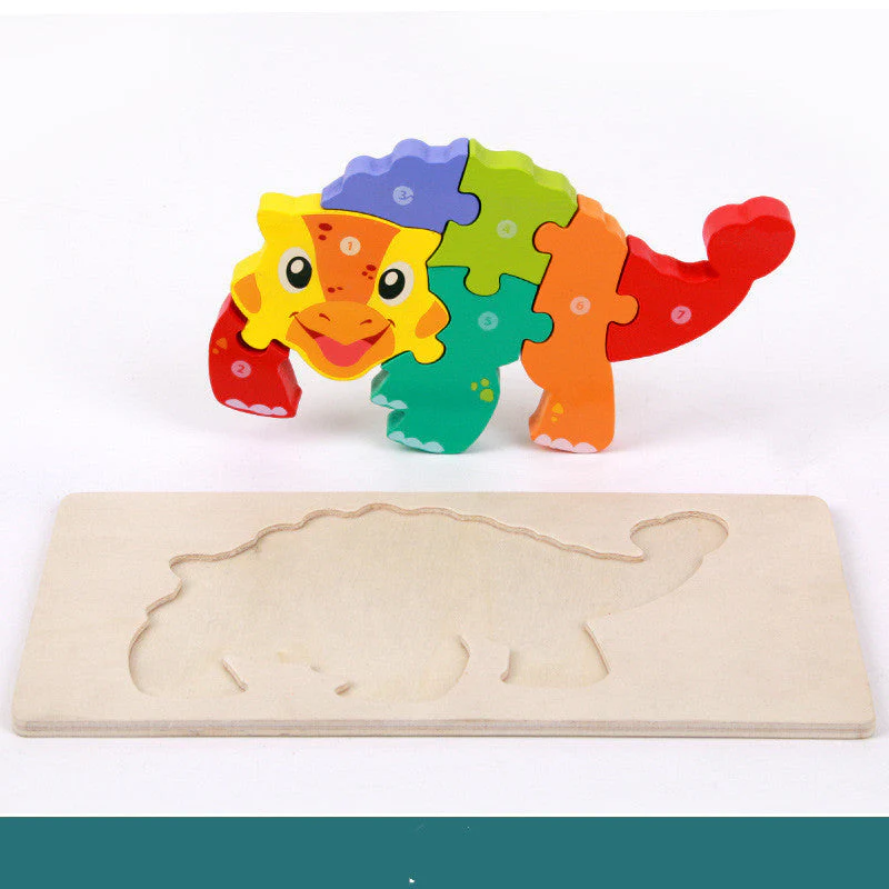 Puzzle 3D en Bois pour Enfants – Dinosaures Éducatifs et Ludiques - Image 4