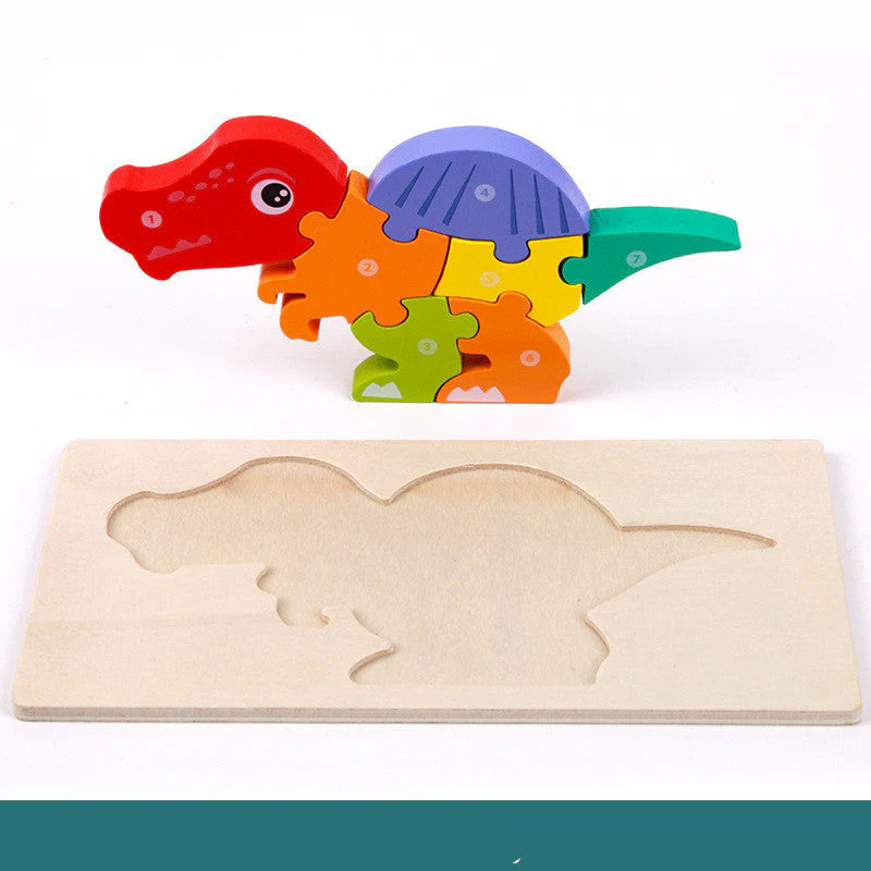 Puzzle 3D en Bois pour Enfants – Dinosaures Éducatifs et Ludiques - Image 6
