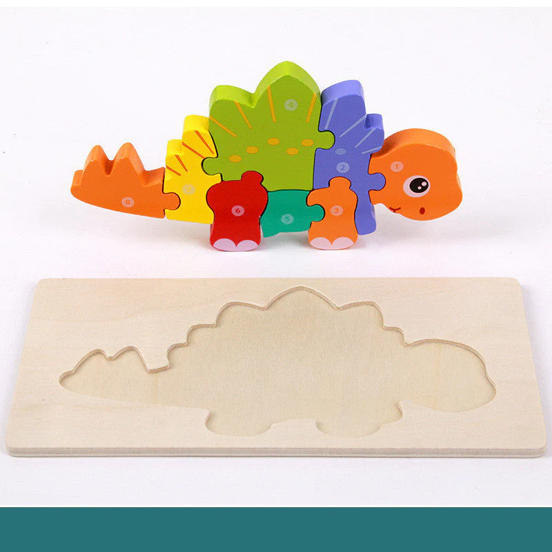 Puzzle 3D en Bois pour Enfants – Dinosaures Éducatifs et Ludiques - Image 7
