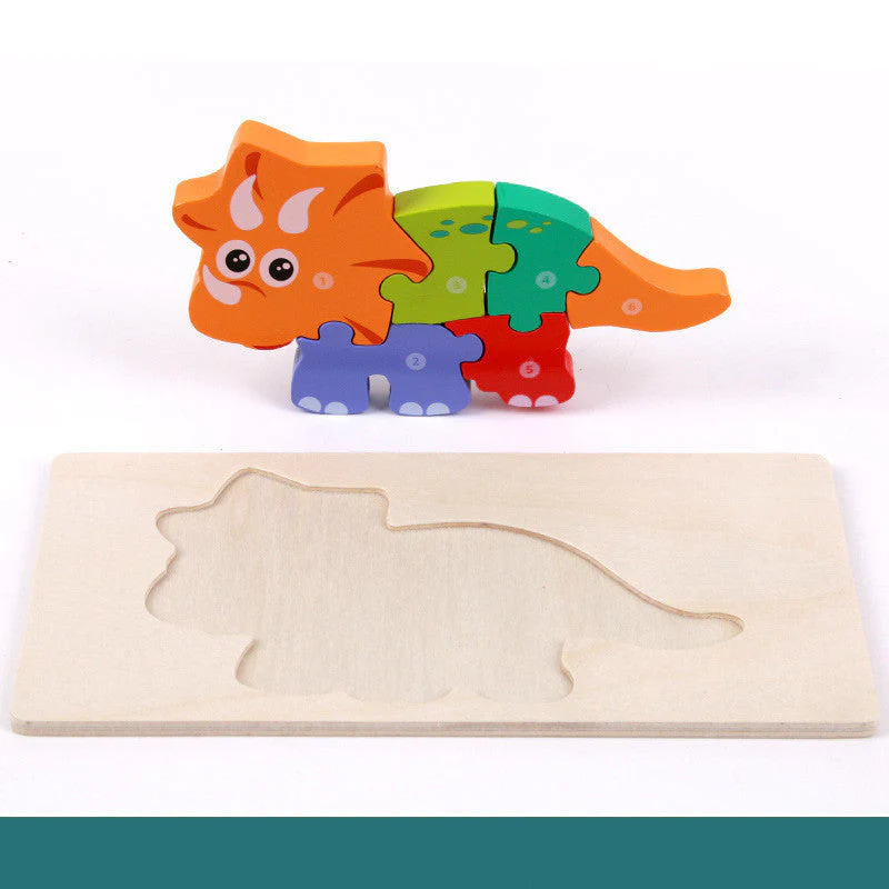 Puzzle 3D en Bois pour Enfants – Dinosaures Éducatifs et Ludiques - Image 9