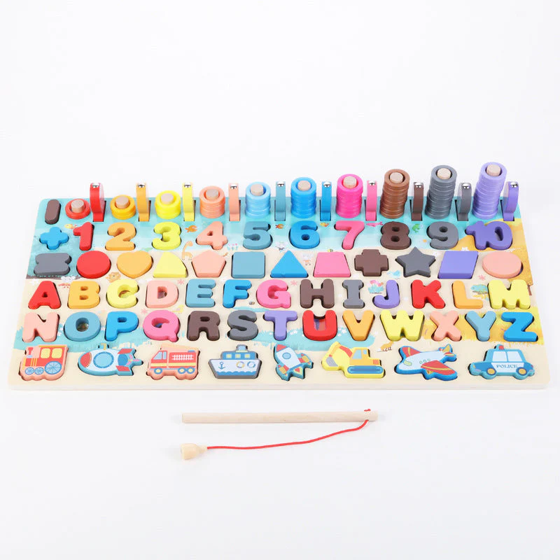 Puzzle Éducatif en Bois pour Enfants – Lettres, Chiffres et Formes – Jeu Montessori d'Éveil et d'Apprentissage - Image 2