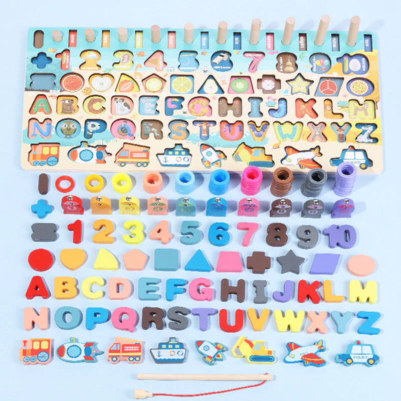 Puzzle Éducatif en Bois pour Enfants – Lettres, Chiffres et Formes – Jeu Montessori d'Éveil et d'Apprentissage - Image 5
