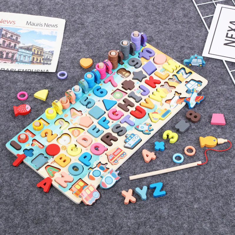 Puzzle Éducatif en Bois pour Enfants – Lettres, Chiffres et Formes – Jeu Montessori d'Éveil et d'Apprentissage - Image 7