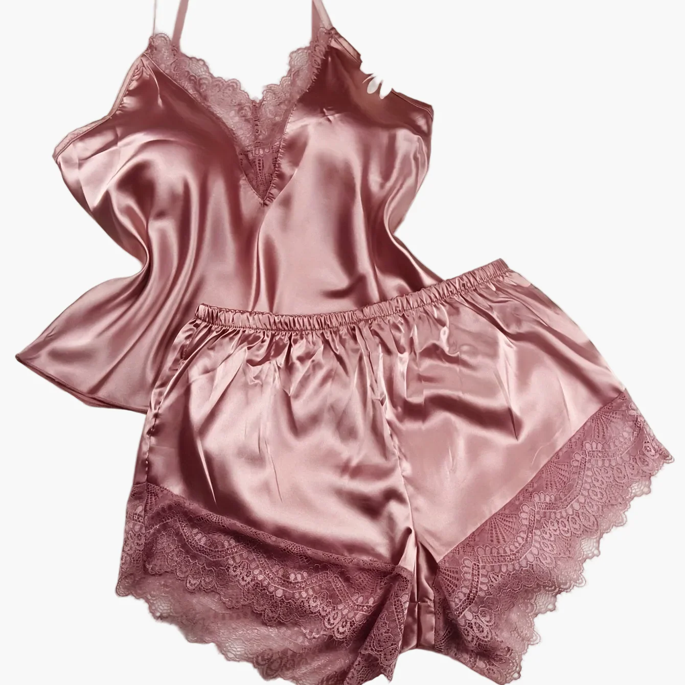 Pyjama court femme style sexy pour la maison - ensemble débardeur et short avec détails en dentelle, idéal printemps-été - Image 15