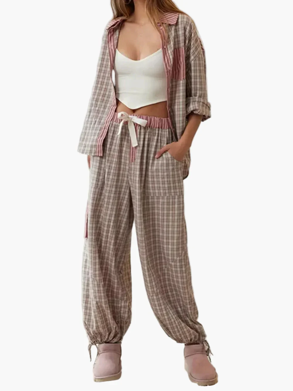Pyjama Décontracté Deux Pièces Femme Style Tendance Maison et Nuit - Image 6