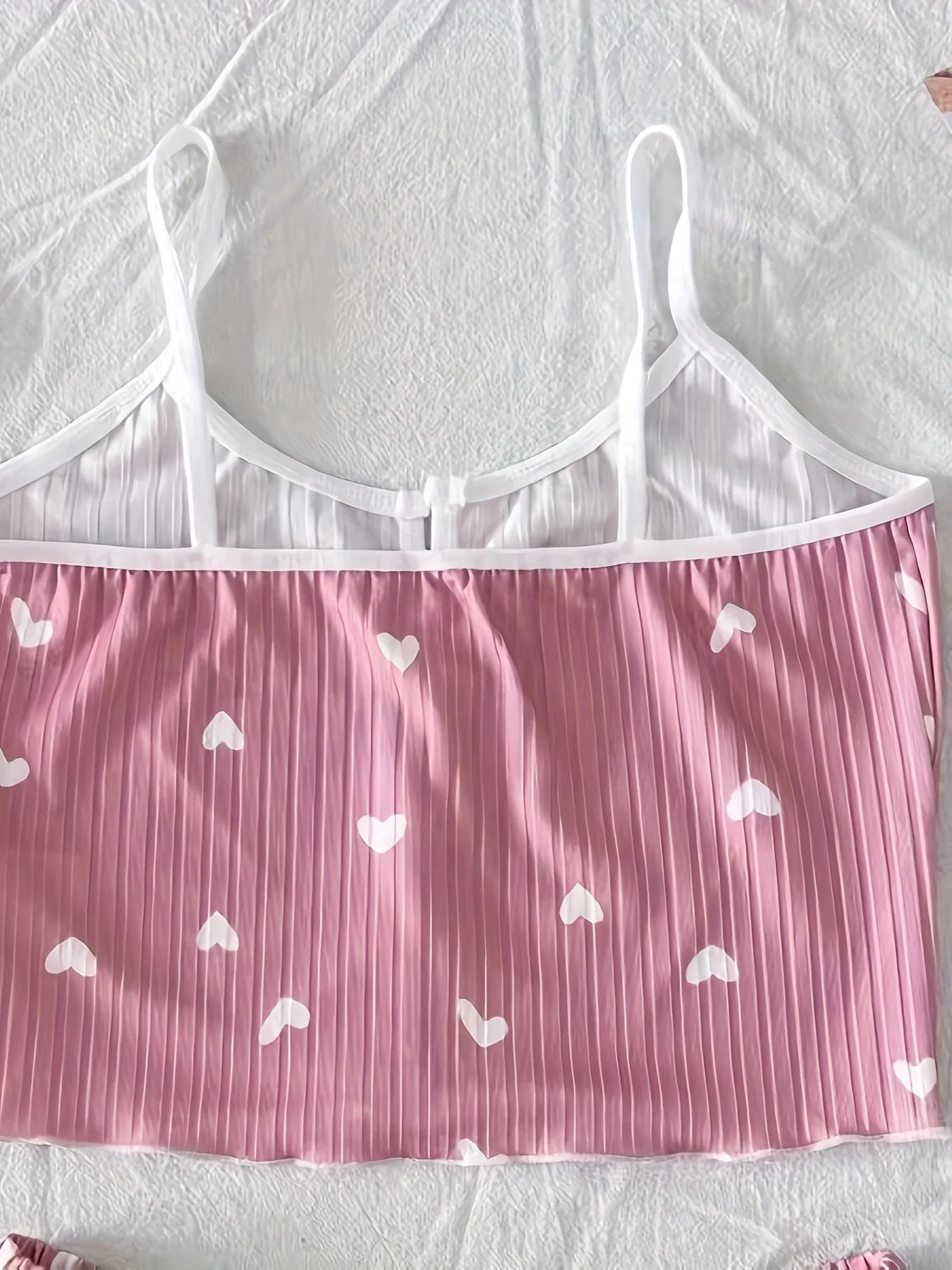 Pyjama d'été femme deux pièces style mignon à cœurs, ensemble débardeur et short, confortable pour la nuit - Image 10