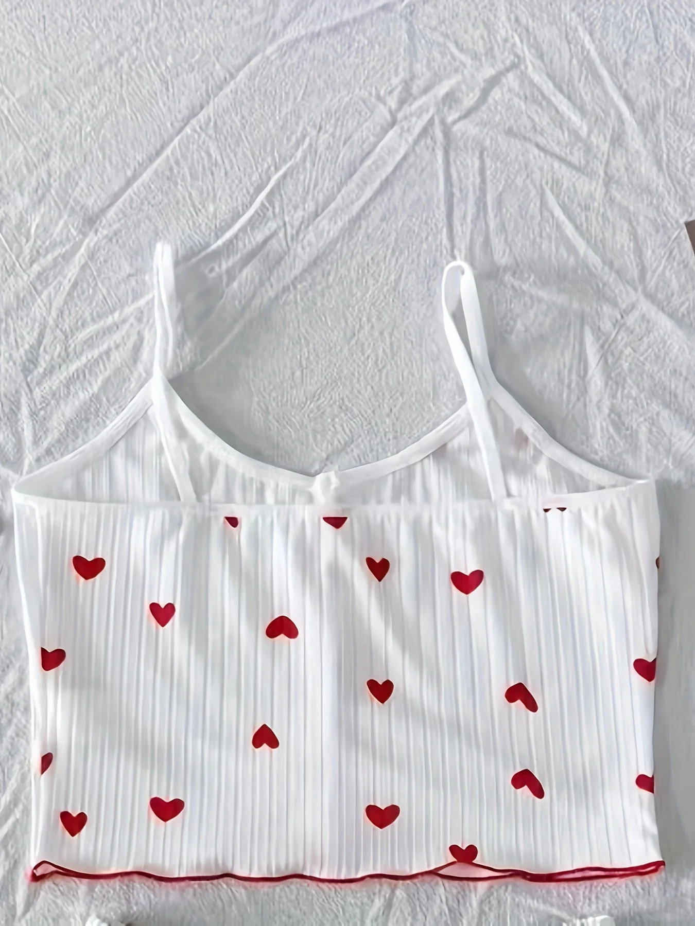 Pyjama d'été femme deux pièces style mignon à cœurs, ensemble débardeur et short, confortable pour la nuit - Image 5