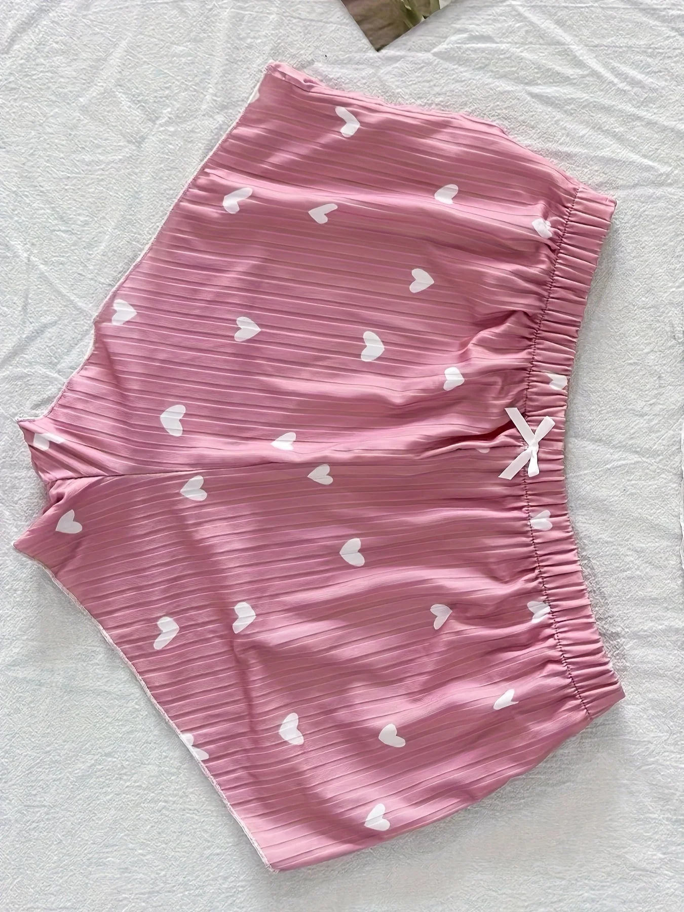 Pyjama d'été femme deux pièces style mignon à cœurs, ensemble débardeur et short, confortable pour la nuit - Image 8