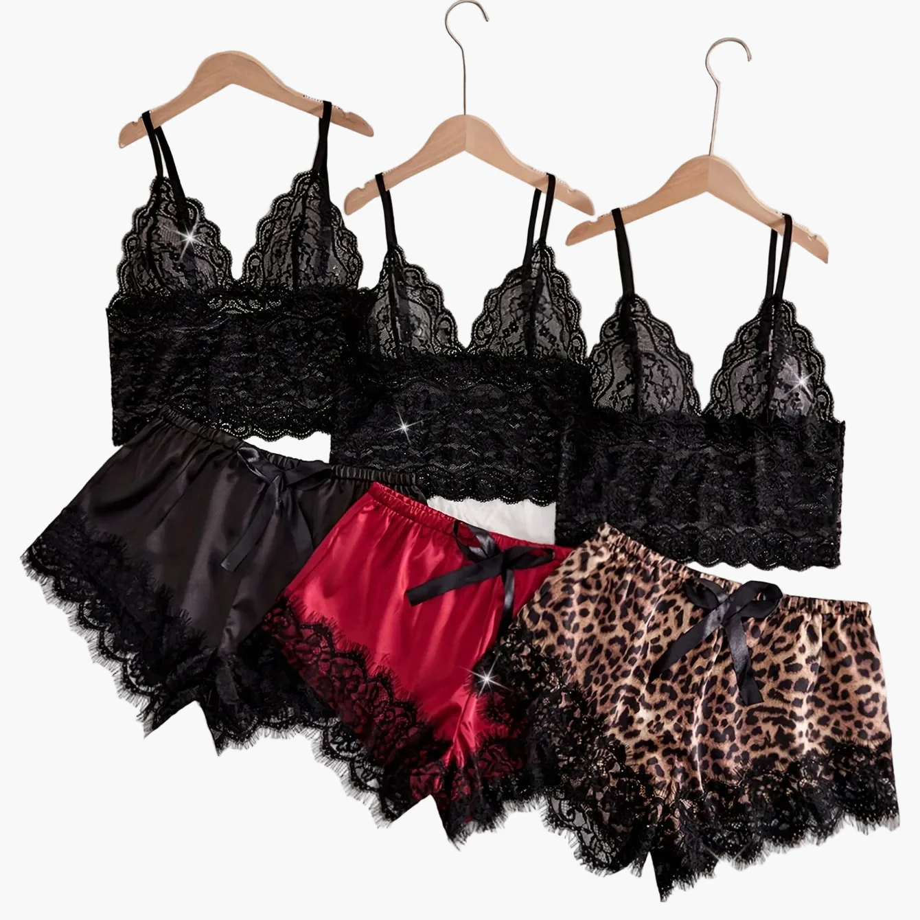 Pyjama Femme Ensemble Bralette Dentelle et Short Élégant - Lingerie de Nuit Tendance - Image 6