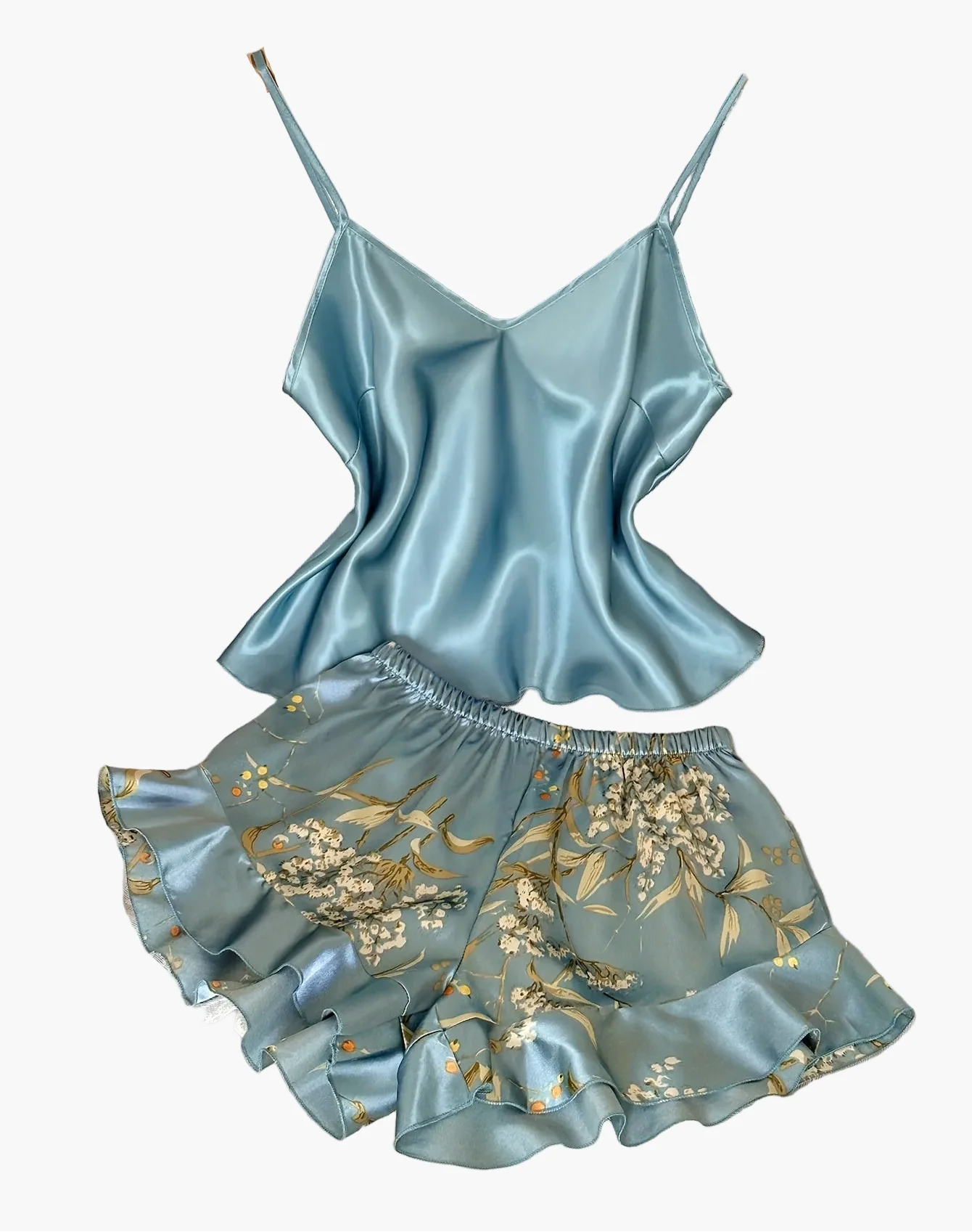 Pyjama Femme Style Élégant Décontracté à Bretelles Imprimé Fleuri – Ensemble Haut et Short d'Été - Image 11