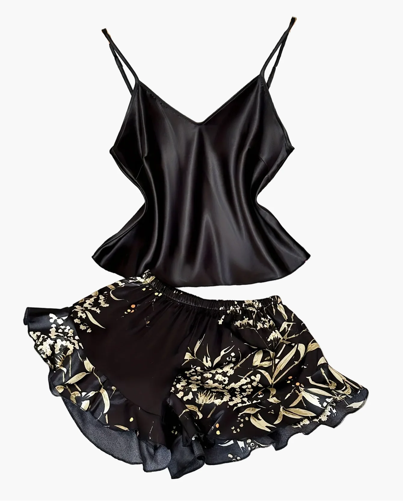 Pyjama Femme Style Élégant Décontracté à Bretelles Imprimé Fleuri – Ensemble Haut et Short d'Été - Image 12