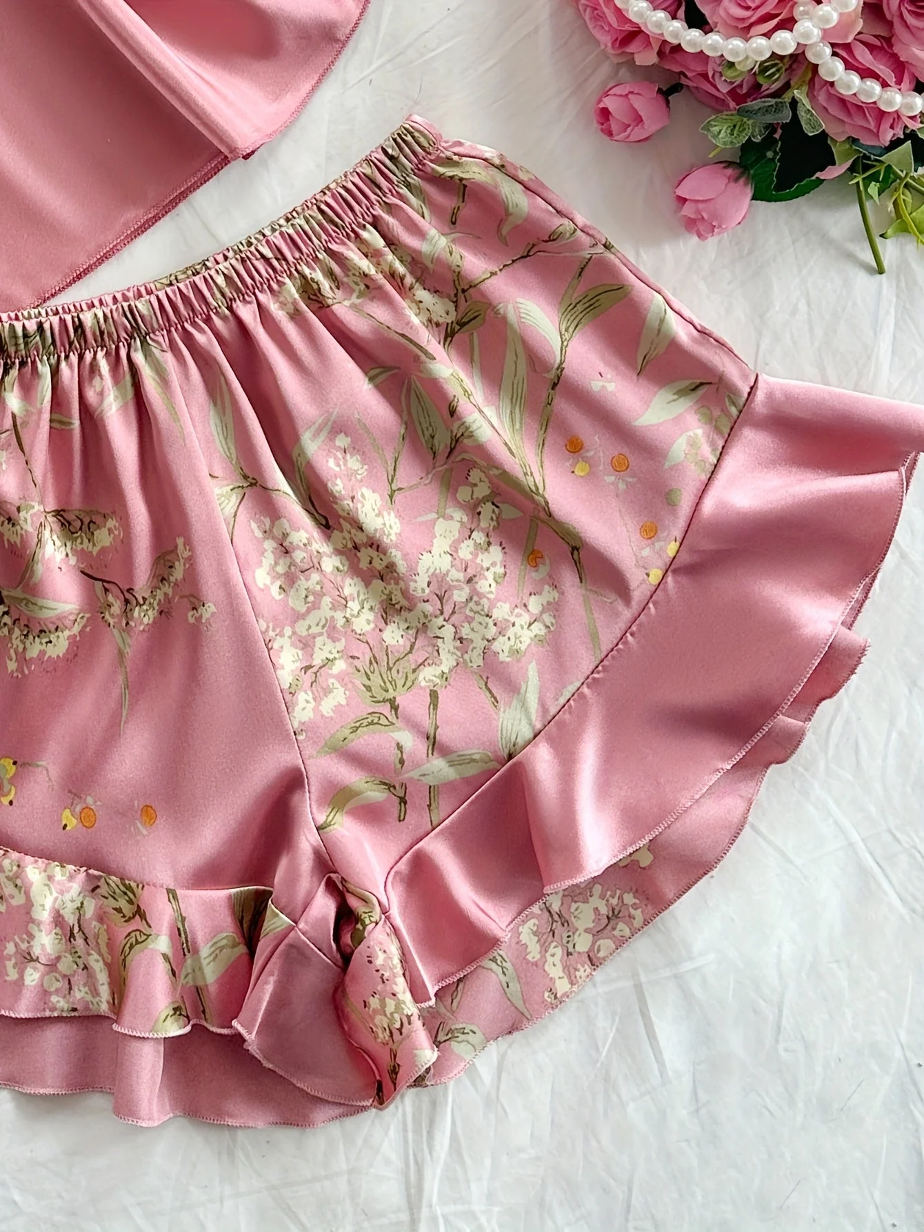 Pyjama Femme Style Élégant Décontracté à Bretelles Imprimé Fleuri – Ensemble Haut et Short d'Été - Image 9