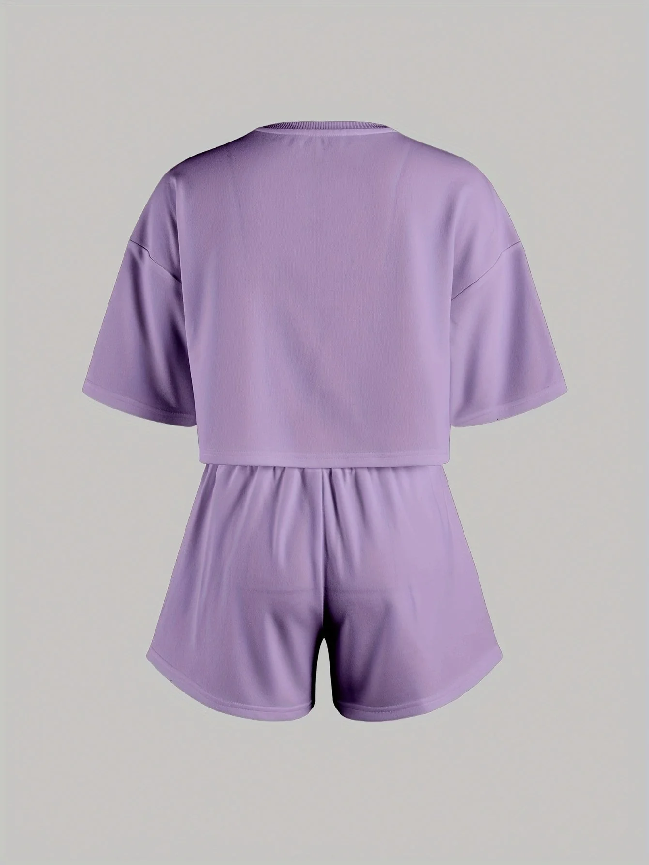 Pyjama d'intérieur décontracté pour femme avec imprimé cœurs bleus – Ensemble short et t-shirt, style cosy pour la maison - Image 10